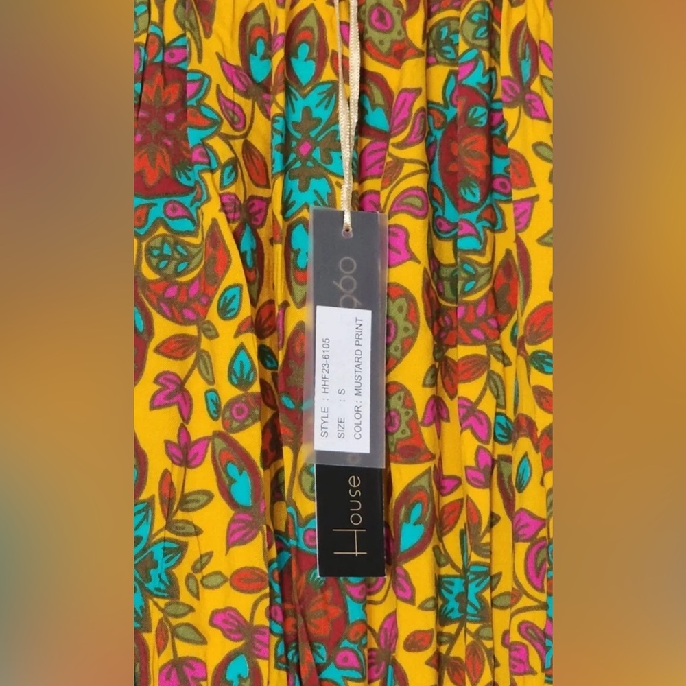 House of Harlow Mustard tiered long sleeve maxi dress - size S oversized - Picture 6 of 8